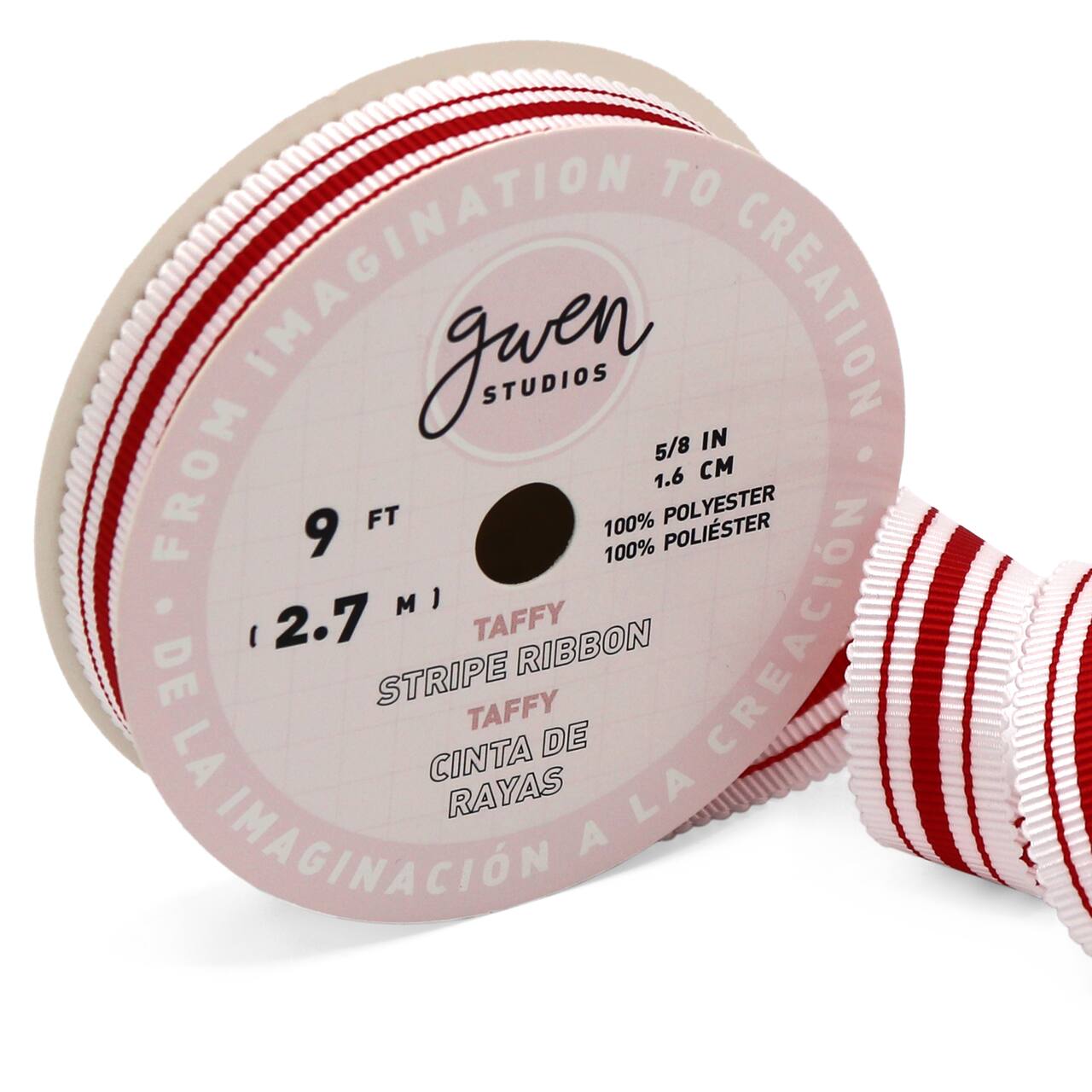 Gwen Studios 5/8&#x22; White &#x26; Red Stripe Grosgrain Ribbon